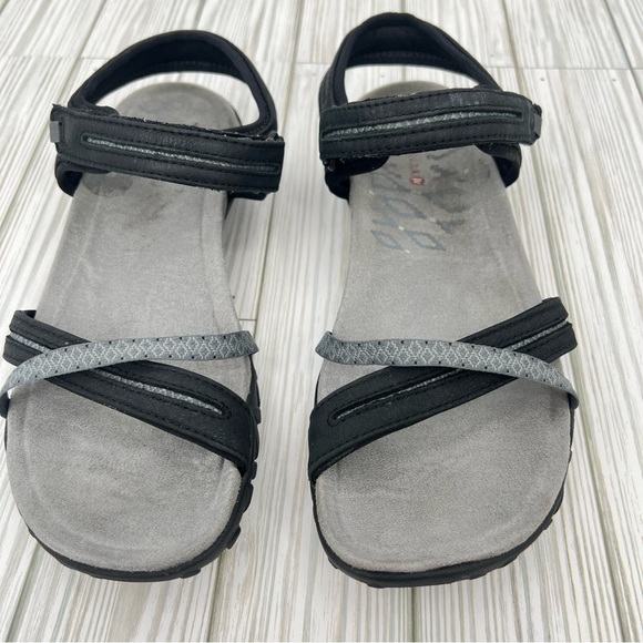 Merrell black gray ankle strap hook and loop outdoor active river sandals 9 - Picture 2 of 8